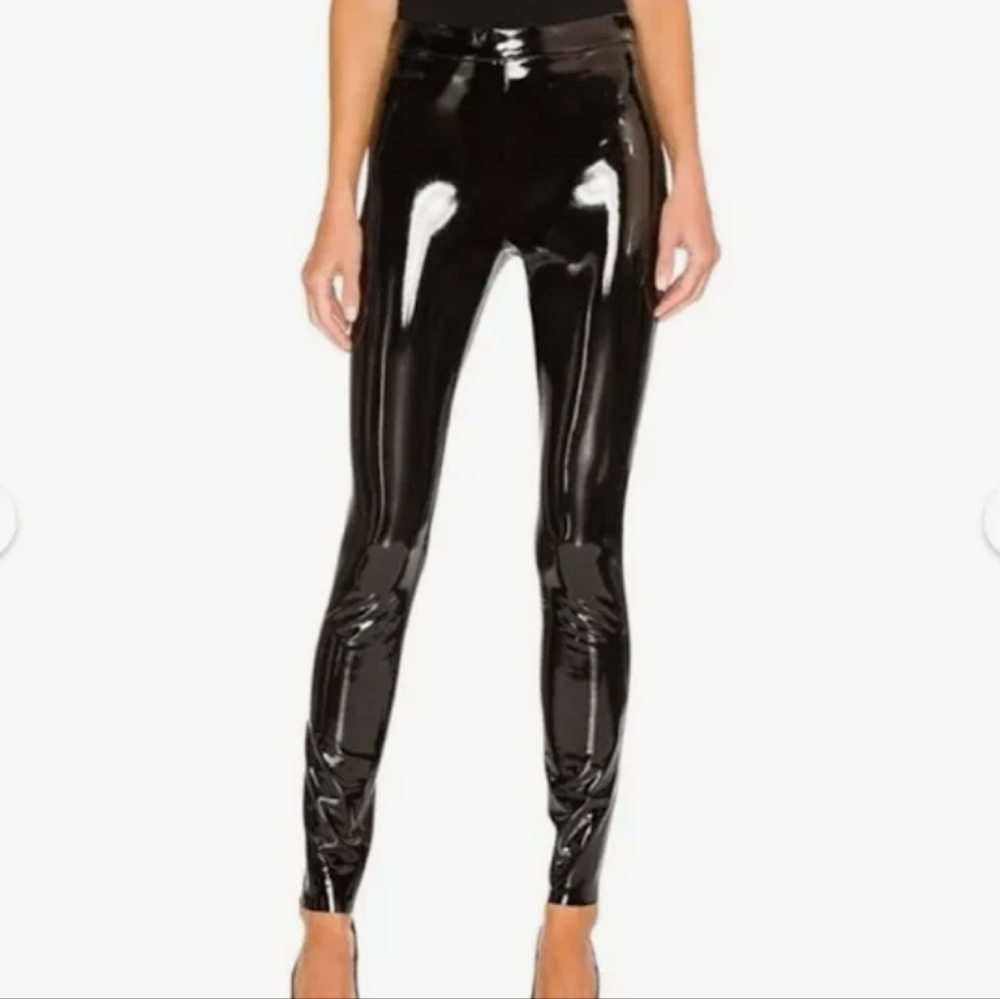 NWOT $195 Alice + Olivia Vegan Patent Leather Leggings Maddox Black